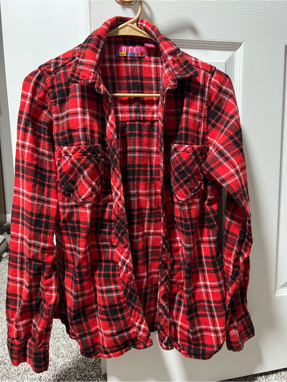 TC Red and Black Plaid Button-Down Shirt